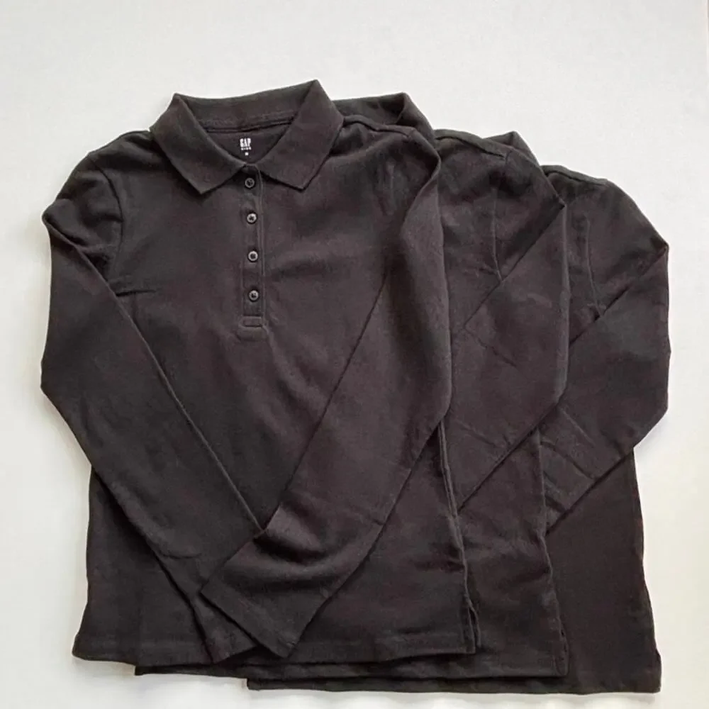 Gap Kids Uniform Stretch Pique Polo Shirt Lot of 3 Unisex Size 8 Black NWT